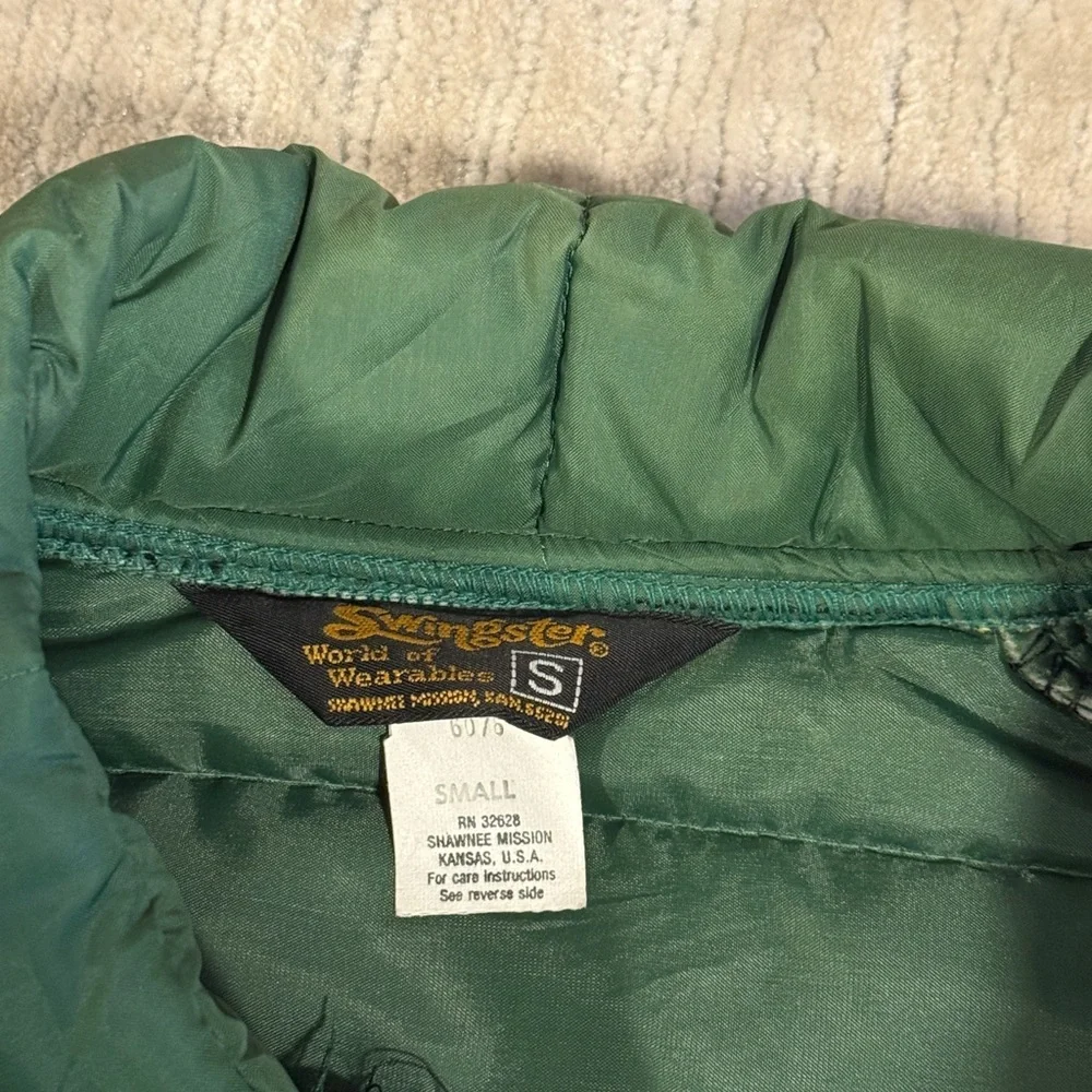 Swingster vintage Green Puffer Jacket with Stripe Detail - Picture 3 of 6